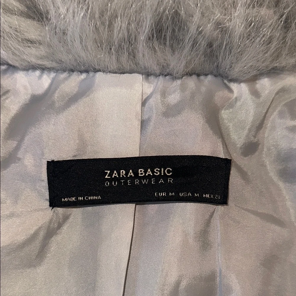Zara Gray/Light Blue Cropped Plush Faux Fur - Picture 2 of 4